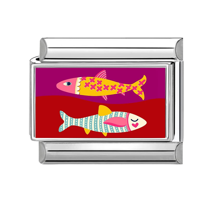 Dropshipping Wholesale Crabs Pattern Fish Shell Whale Italian Charm