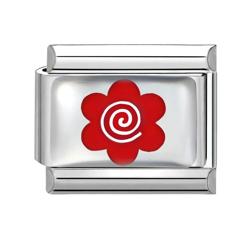 New Y2K Red Series Colorful Love Heart Gift Sun Star Italian Charm Link fit 9mm Stainless Steel Jewelry DIY Making Bracelet Gift Qme Style 21