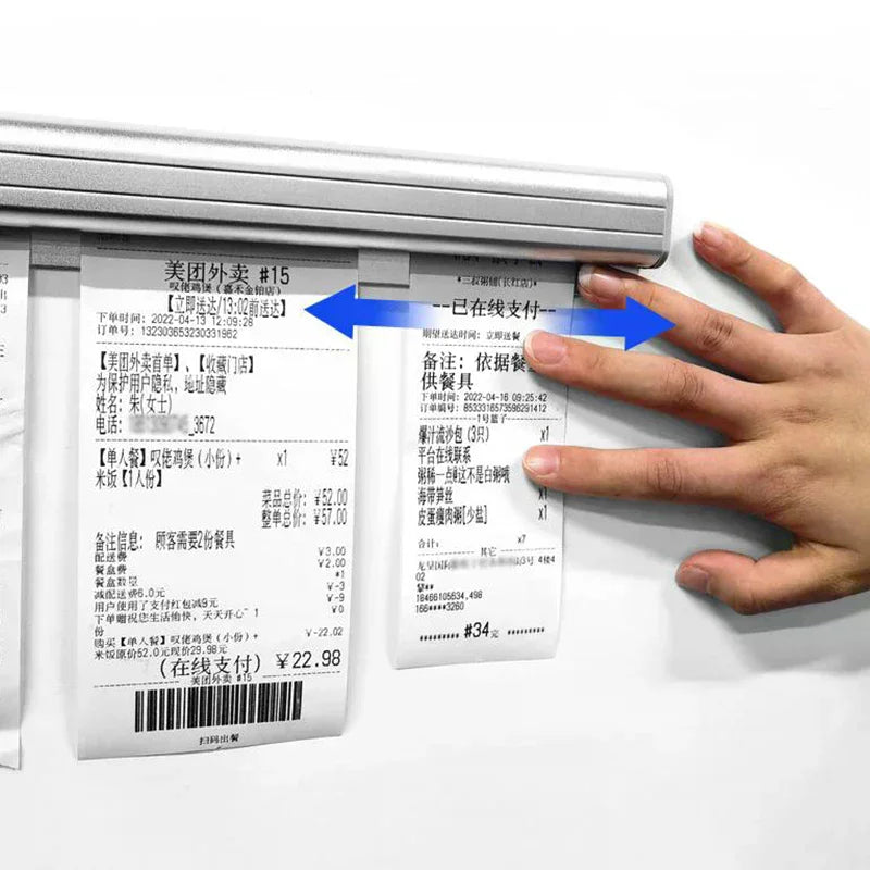 Aluminum Slide Check Rack Receipt Holder Desk Receipt Holder Restaurant Ticket Holder Silver Ticket Rail Bill Orders Display Qme