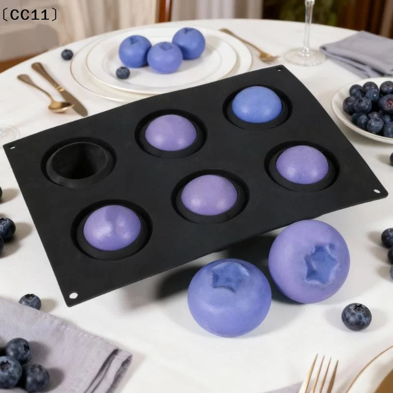 6 Cavity Blueberry Mousse Cake Mold Fruit Shaped Dessert Silicone Qme