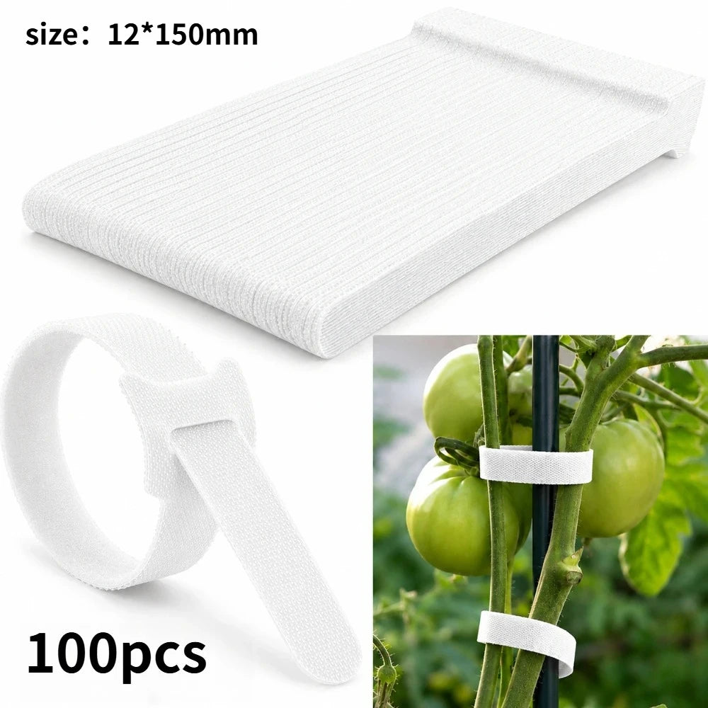 50/100Pcs Adjustable Hook Loop Plant Ties Anti Slip Reusable Soft Straps For Garden Flower Vine Fixed Binding Arrangement Qme white 100pcs