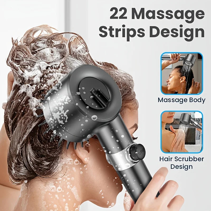 High Pressure Handheld Shower Head 3 Modes Adjustable One Click Water Stop Universal Interface Detachable Shower Sprayer Qme