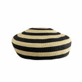 Beach Cap Striped Pattern Straw Top Hat Paper Straw Color Block Dome Cap Wide Brim Lightweight Sun Hat Elegant Ladies Qme Black