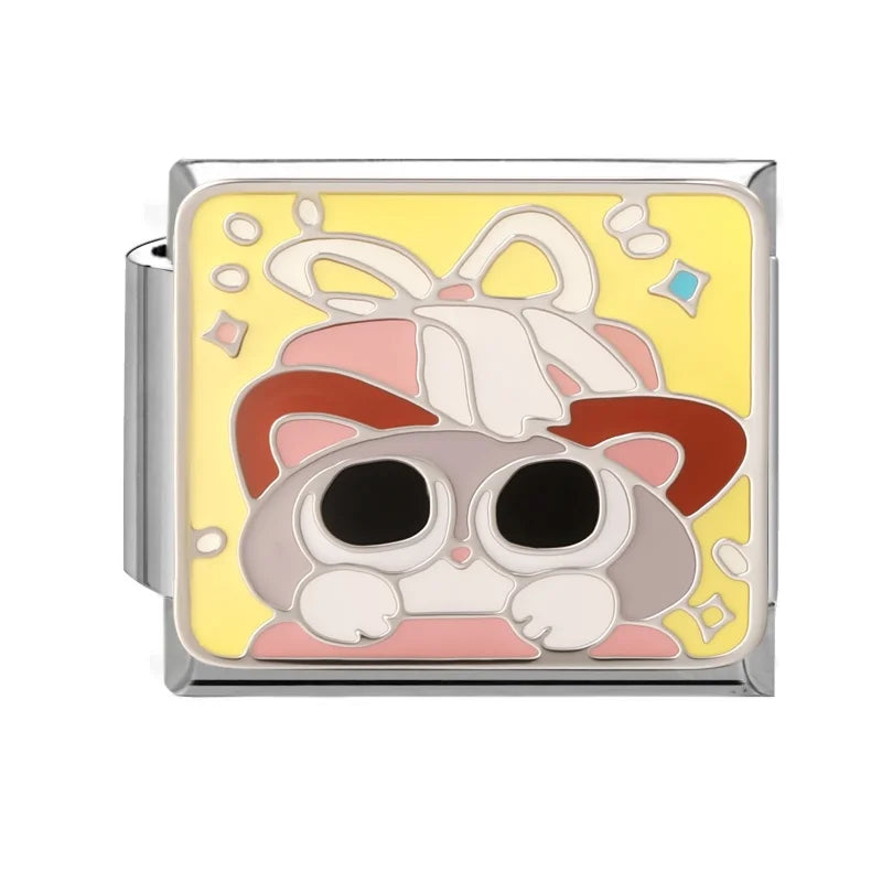 Y2K Colored Street View Flower Cute Cat Italian Charm Link Fit