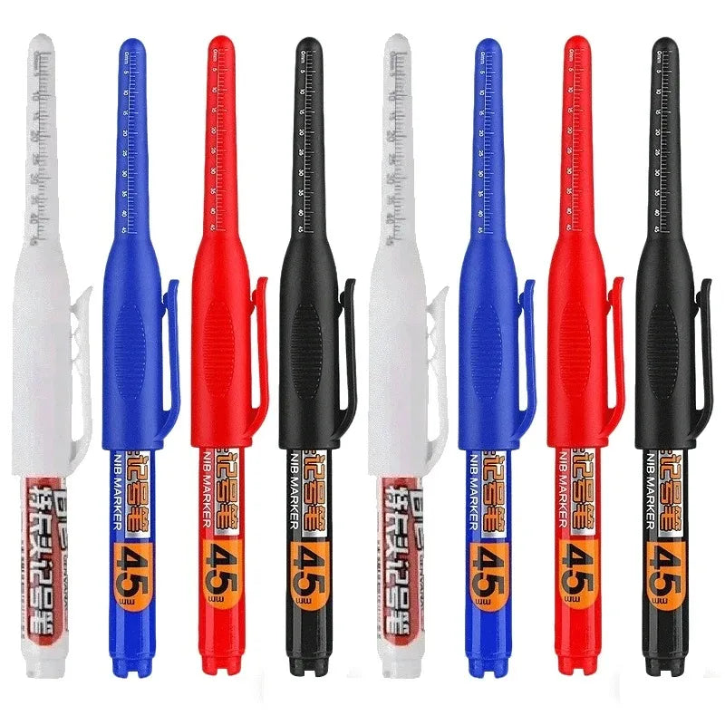 1- Waterproof Deep Hole Marker Pens Long Nib Head Carpenter Pen Black