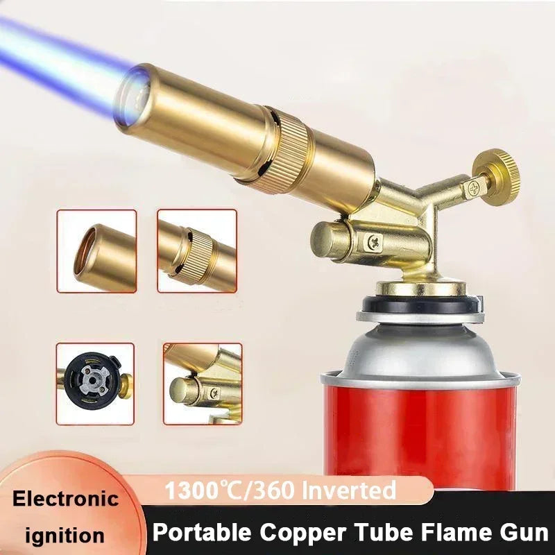Flame Gun Welding Torch Gas Burner Blower Pure Copper Gas Torch Brazing Cooking Barbecue Auto Ignition Gun Kitchen Baking Tool Qme Can be inverted