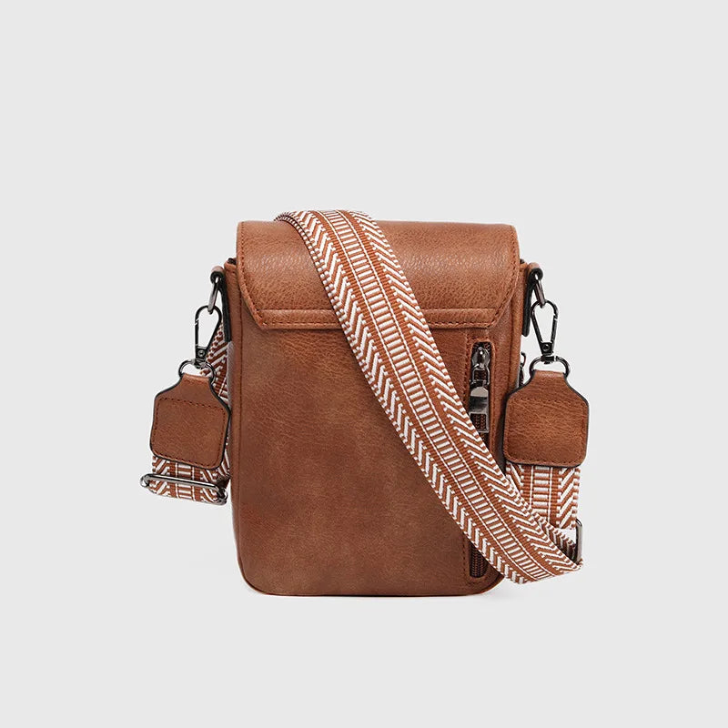 Retro Chic Women's Mini Crossbody Bag Vintage PU Small Square Padded Qme