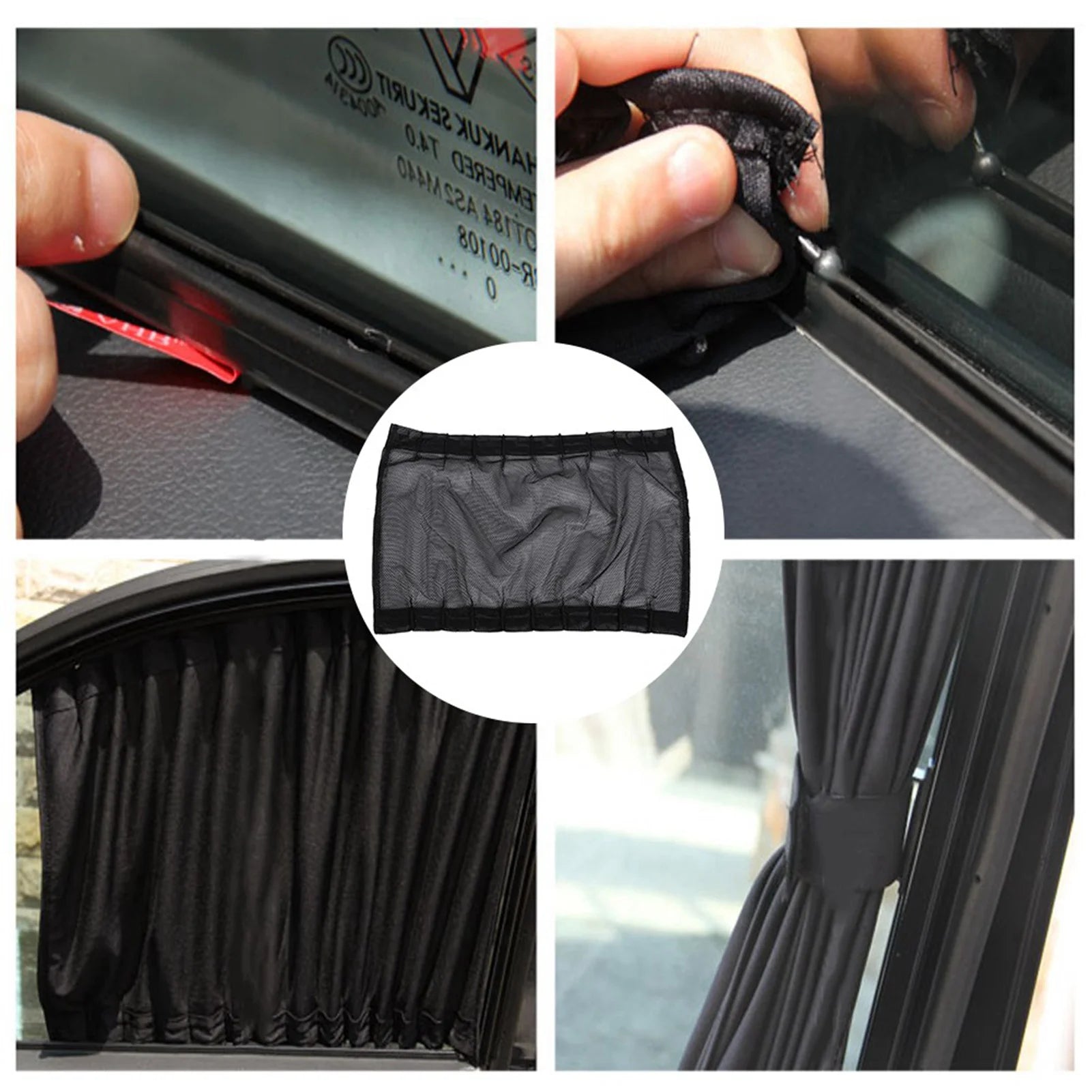 Car Window Sun Shade Foldable Sunshade 2 x 50s Car Sun Shade Window Curtain Adjustable SunShade Drape Visor Valance Curtain Qme