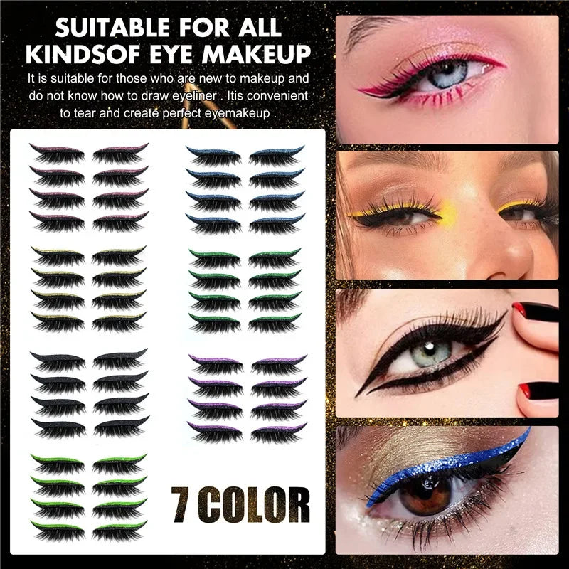 5/6Pair Glitter Eyeliner Sticker Set Self Adhesive Eyeliner Reusable Eyeliner Sticker DoubleLine Eyelid Patch Face Makeup Beauty Qme