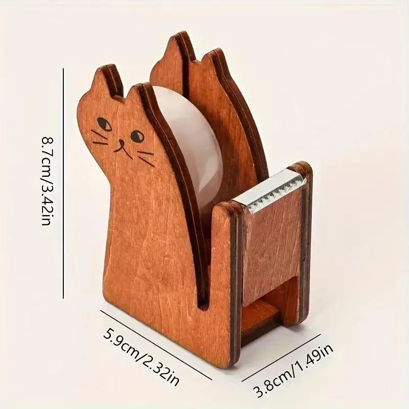 Wooden Tape Cutter Creative Animal Shape Squirrel Whale Design Office Qme