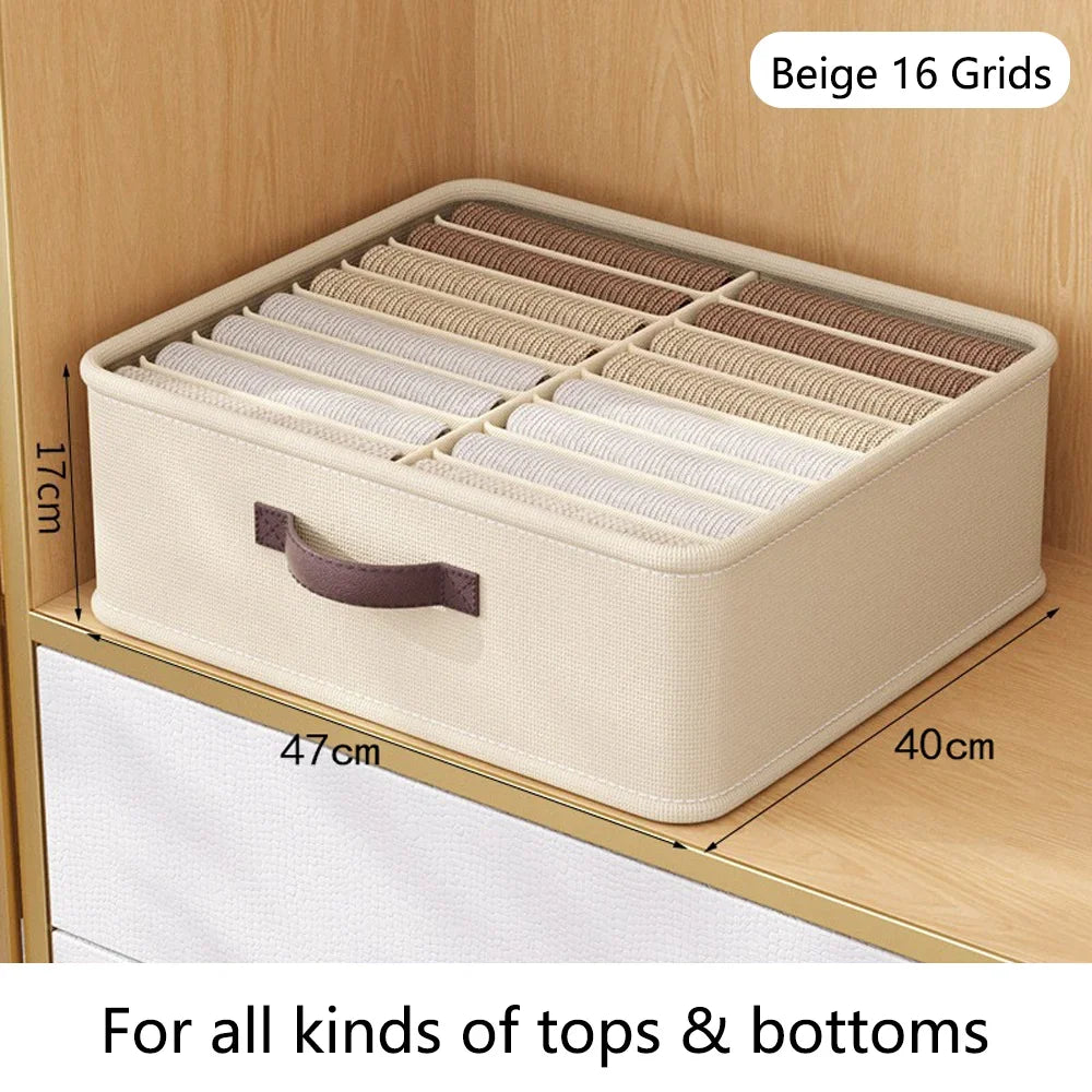 Household Foldable Clothes Storage Organizer Pants Shirt Storage Boxs Drawer Wardrobe Organizer Underwear Closet Space Saving Qme Beige 16 Grids