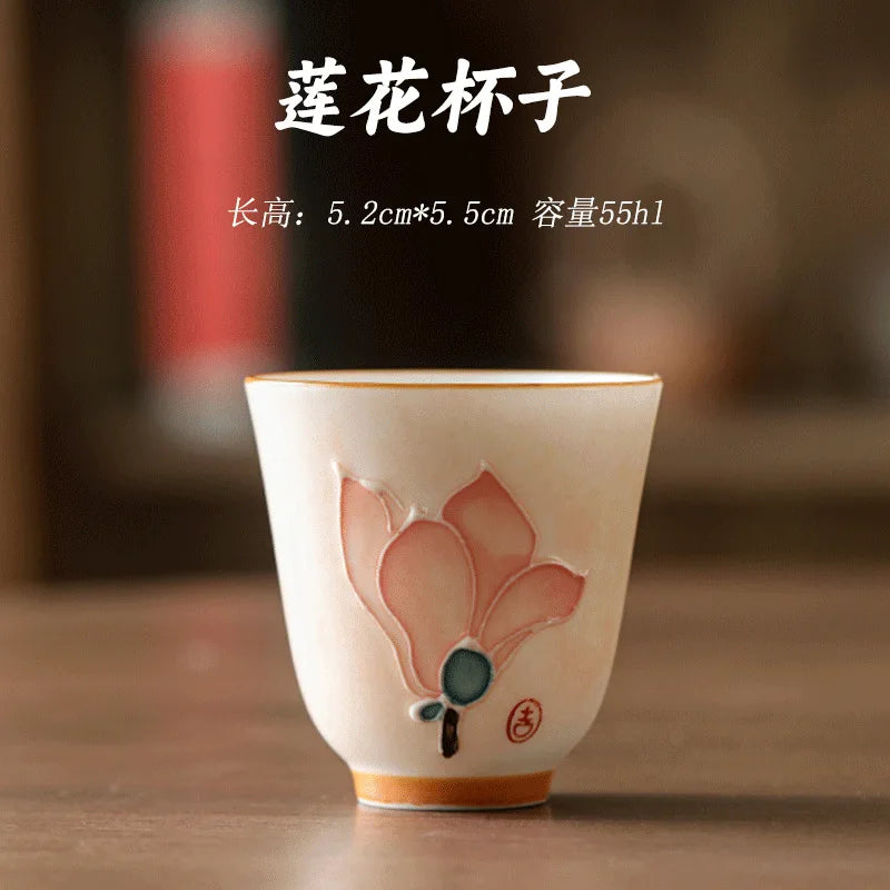Hand Painted Lotus Pastel Women's Value Master Cup Ceramic Glazed Qme <200ml Lotus