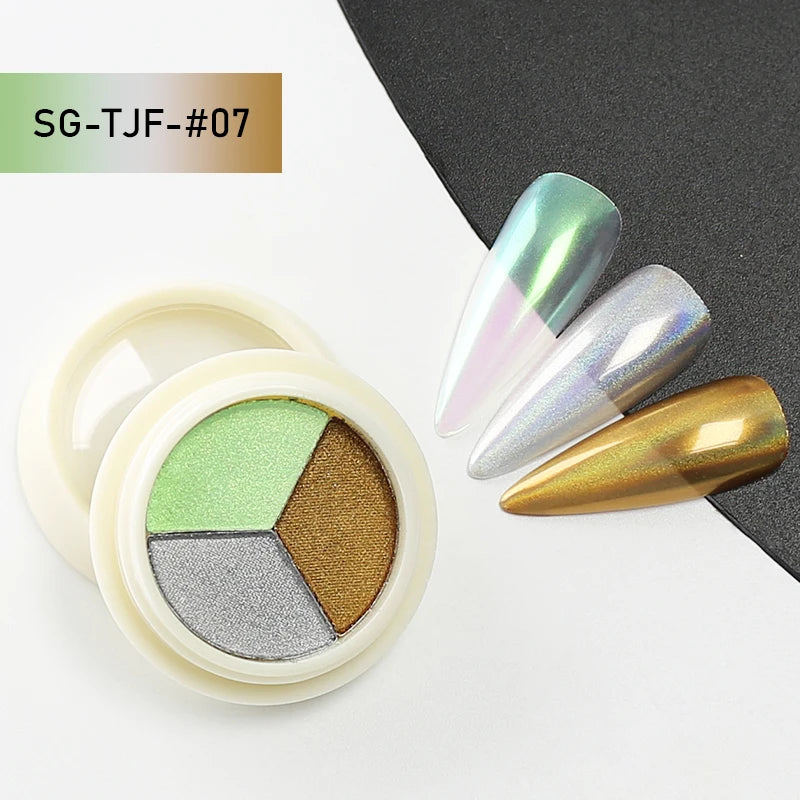 Arte Clavo 3 6 Colors Holographics Laser Aurora Solid Mirror Glitter Qme 3Colors-SG-TJF-07