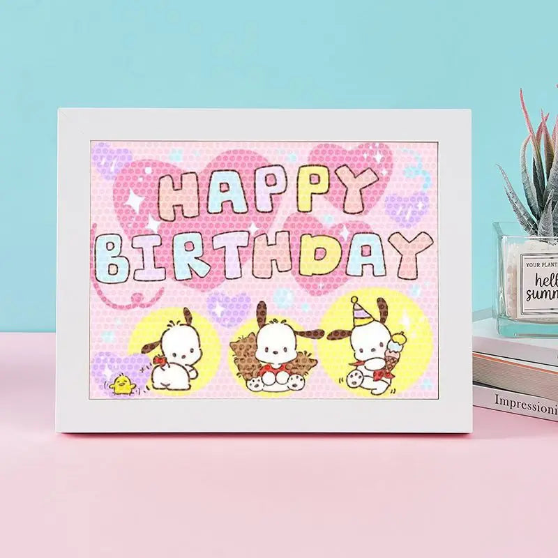 Hello Kitty Kuromi Diamond Painting DIY Craft Kit with Frame Cartoon Diamond Painting for Students Diamond Painting Gift Qme 28