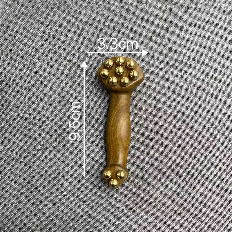 Double Ended Facial Fascia Lifting Tool 11 Brass Gold Bead Sandalwood Qme B green sandalwood