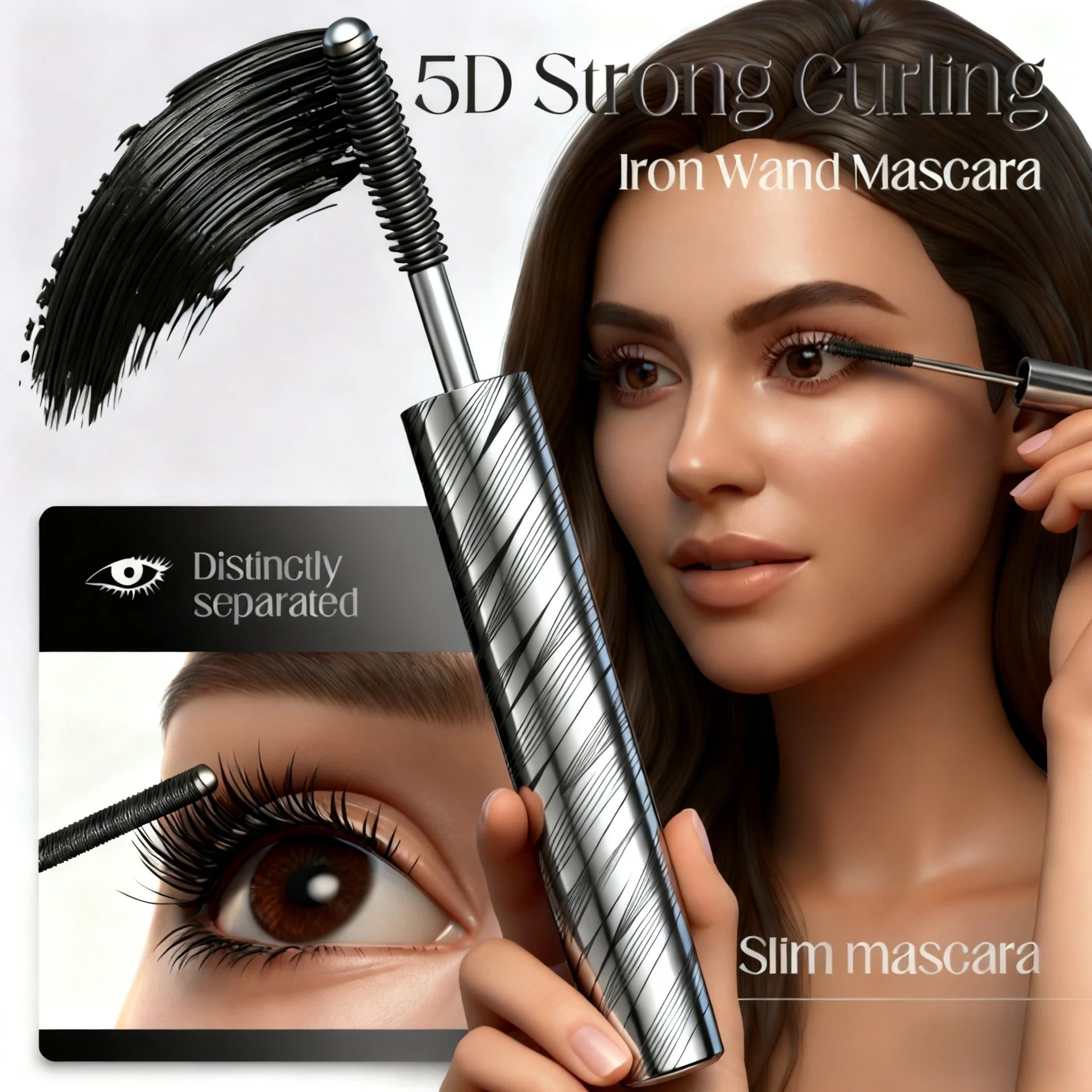 Waterproof Steel Tube Mascara Black Brown Lengthening Curling Qme