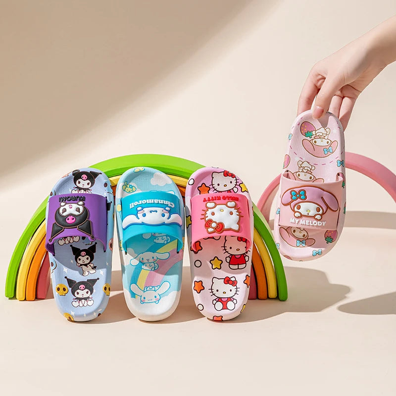 Hello Kitty Kuromi Slippers Non-Slip for Home Use Indoor Slippers for Students Cute Thong Sandals Qme