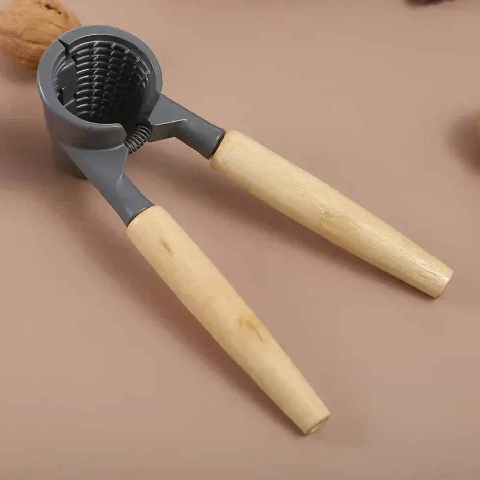 Heavy Duty Aluminum Nutcracker with Wood Handles Manual Tool Opening Lobster Pecan Walnut Crackers WoodHandled Aluminum Nutcrack Qme