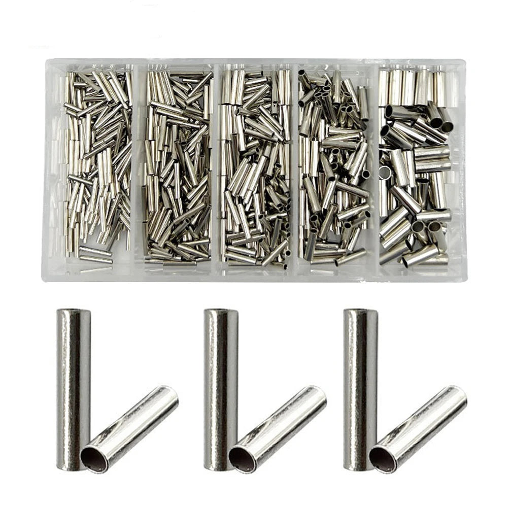 600pcs Fishing Crimp Sleeves Copper Tube Fishing Line Connector Fishing Line Tube Fishing Accessories Qme 600pcs