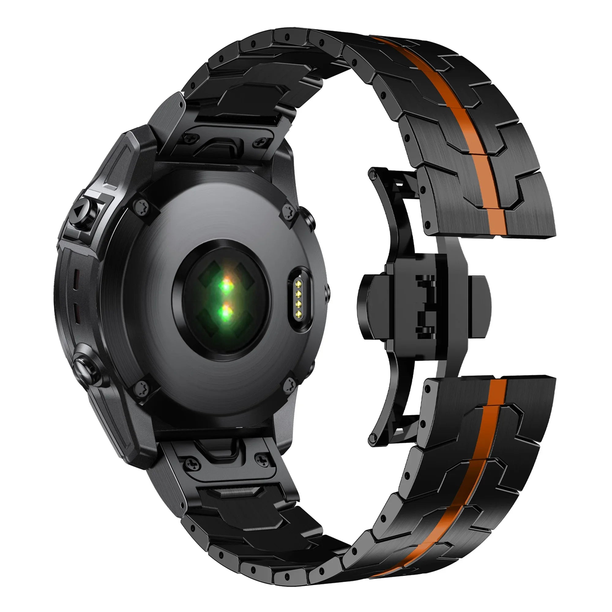 26 22mm Quick fit Stainless Steel Strap For Garmin Fenix 6/6X/6XPro/7/7X/5XPlus/3 Metal Release Watch Band For Forerunner945 935 Qme Black Orange 22mm