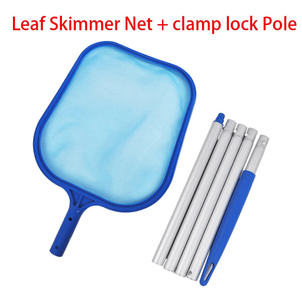Professional Leaf Rake Deep Bag Swimming Pool Cleaning Nets Spa Rubbish Skimmer Pool Net Pool Cleaning Net Piscina Accessories Qme Clamp lock Pole