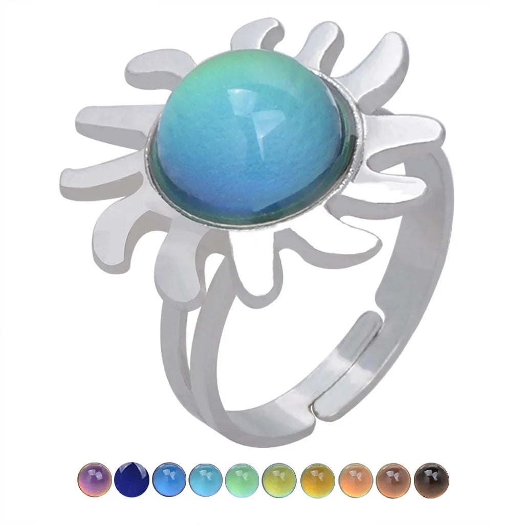Change Mood Ring Open Retro Gem Emotion Feeling Changeable Ring Temperature Control Gems Color Changing Rings for Women Female Qme 046 resizable