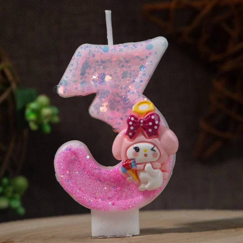 Melody 0-9 Numbered Birthday Candles Pink Cartoon Cake Topper Decorations Student Birthday Party Supplies Qme