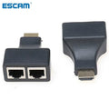 ESCAM HDMI-compatible Over RJ45 CAT5e CAT6 UTP LAN Ethernet Balun Extender Repeater - 1080p3D HD Dropshipping Qme Default Title