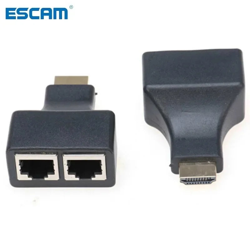 ESCAM HDMI-compatible Over RJ45 CAT5e CAT6 UTP LAN Ethernet Balun Extender Repeater - 1080p3D HD Dropshipping Qme Default Title
