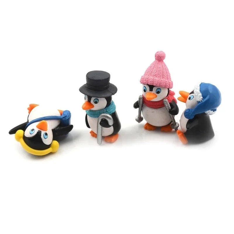 4pcs/set DIY Crafts Mini Winter Penguin Miniature Figurine Christmas Figures For Fairy Garden Gnomes Moss Terrariums Decoration Qme