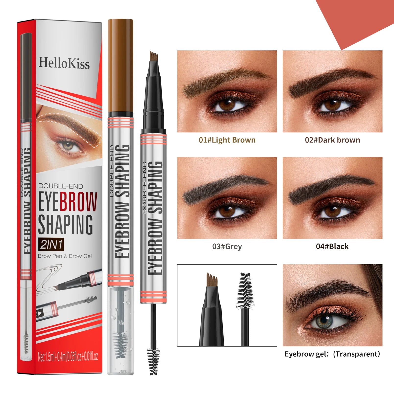 4 Colors Eyebrow Pen Waterproof 4 Fork Tip Eyebrow Tattoo Pencil Cosmetic Long Lasting Natural Dark Brown Liquid Eye Brow Pencil Qme