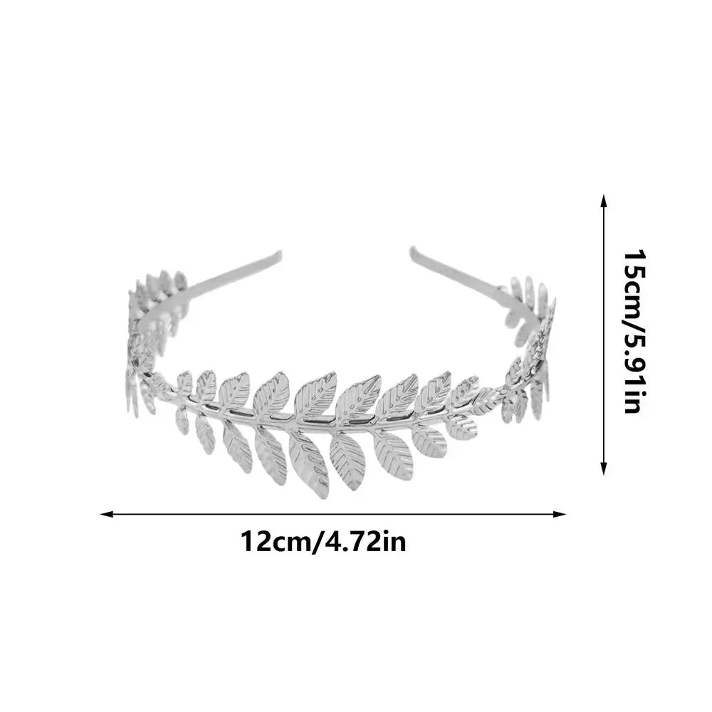 Gold Leaves Headband Elegant Aesthetic Boho Greek Gold Leaves Women Headband for Ladies Girls Girlfriend Bride Wedding Cosplay Qme Silver