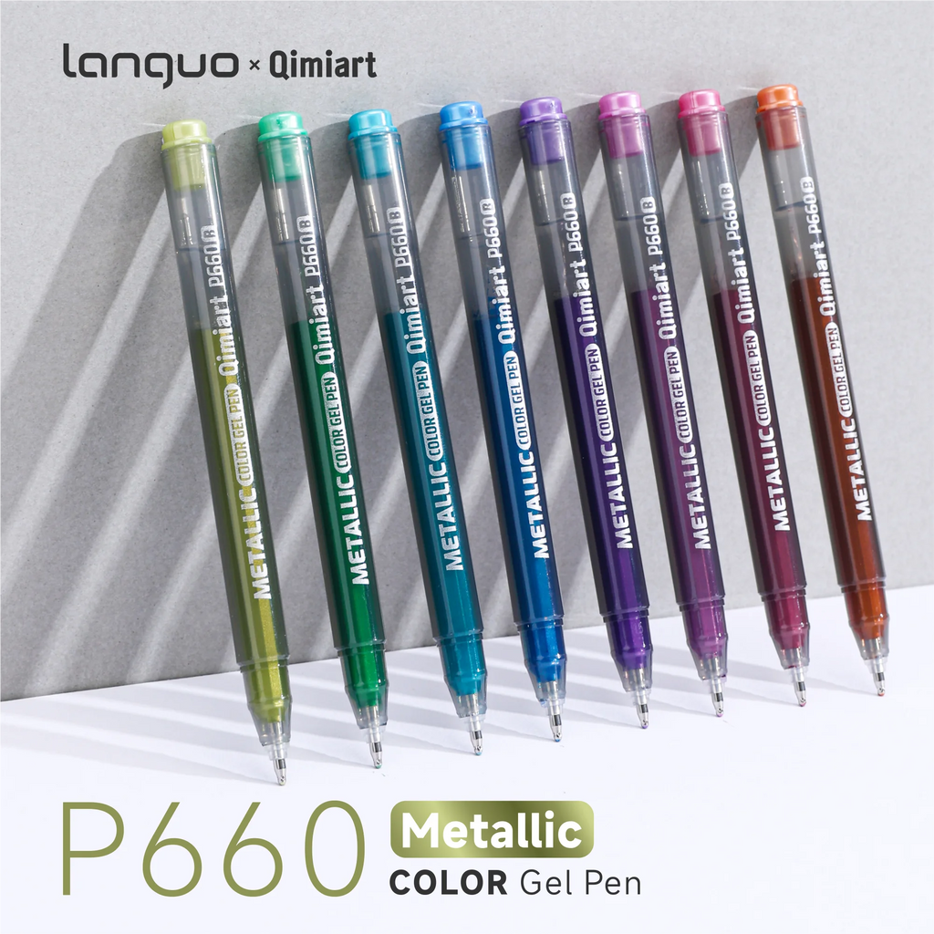 LANGUO 48 Colors Metallic Gel Pens Set,for Coloring, Drawing, Scrapbooking, Card Making, Metallic Acrylic Pens Stationery Qme