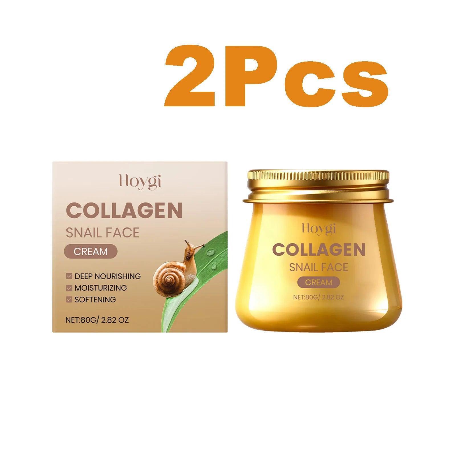Snail Mucin Collagen Cream Anti Wrinkle Firming Hydrating Face Cream Improves Skin Elasticity & Texture Smoothing Face Skincare Qme 2 x 80g Boxed
