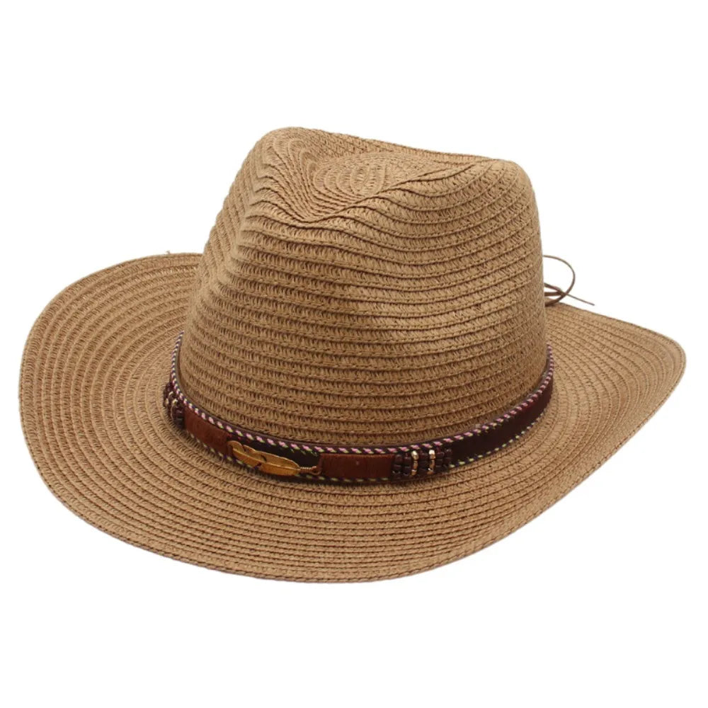 Fashion Summer Western Cowboy Hats Hiking Wide Brim Straw Cowgirl Hat Qme Style 1