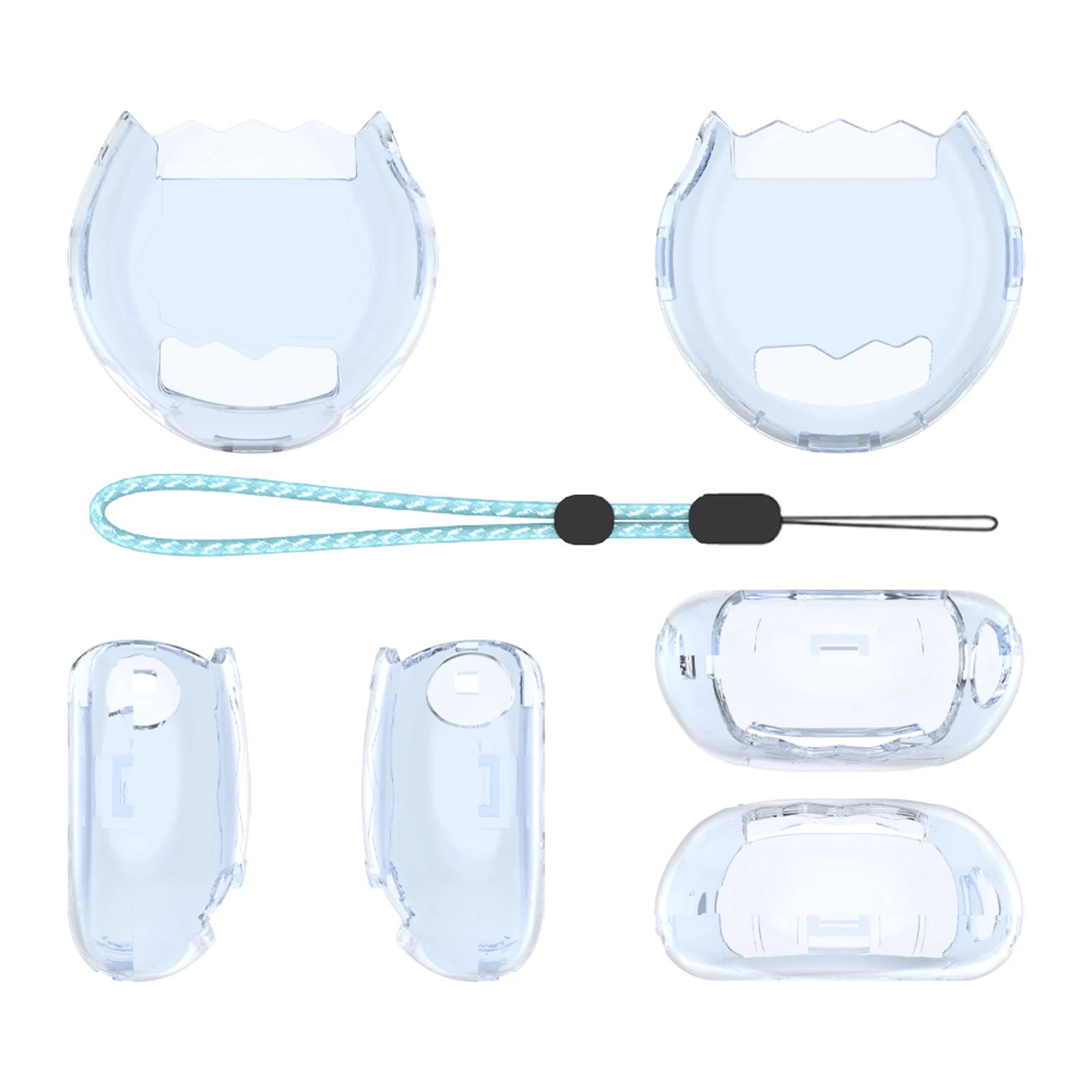 Protective Case Transparent Case Cover with Lanyard Hard Shell Protective Cover for Tamagotchi Paradise Qme Transparent Blue