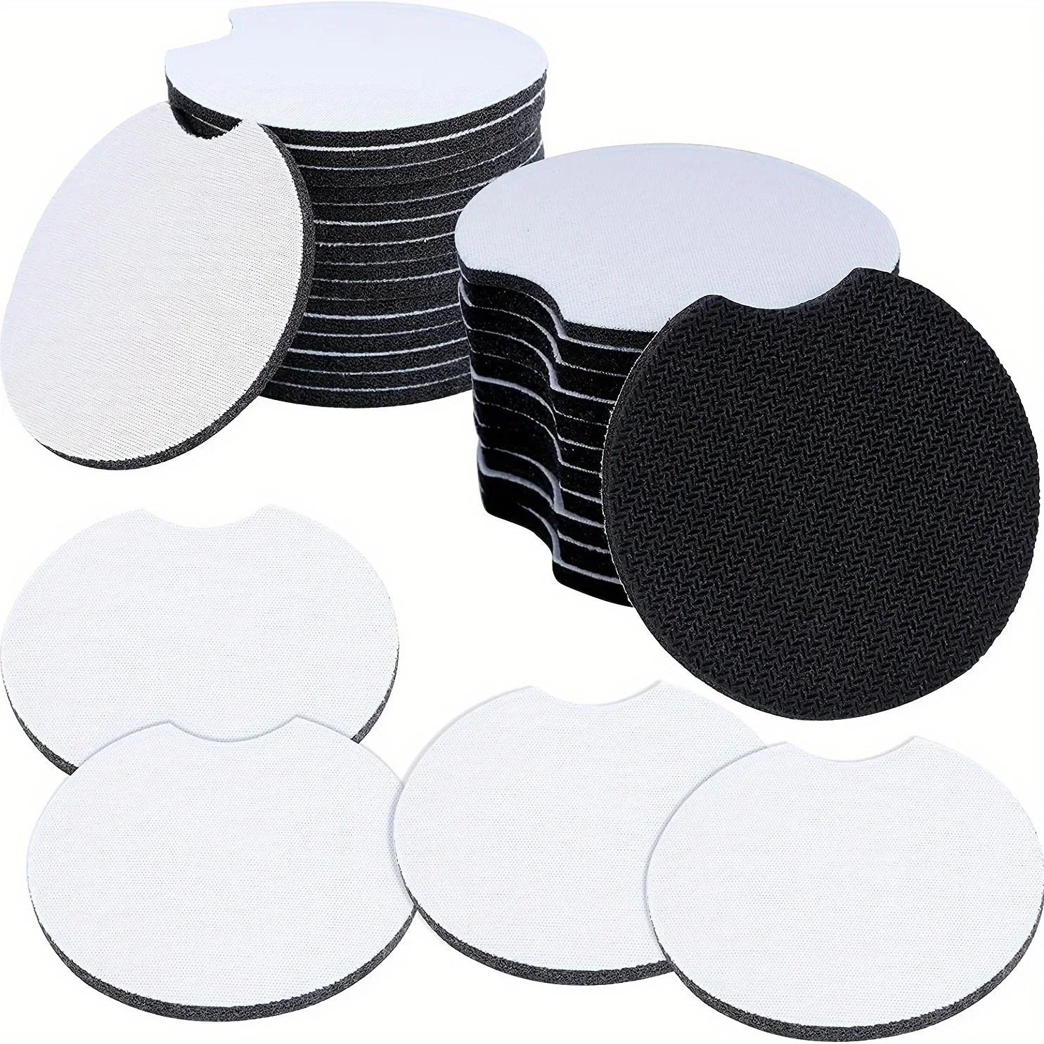 10PCS Neoprene Sublimation Blank Car Coasters, Circular Opening Blank Sublimation Coasters For Thermal Sublimation DIY Crafts Qme
