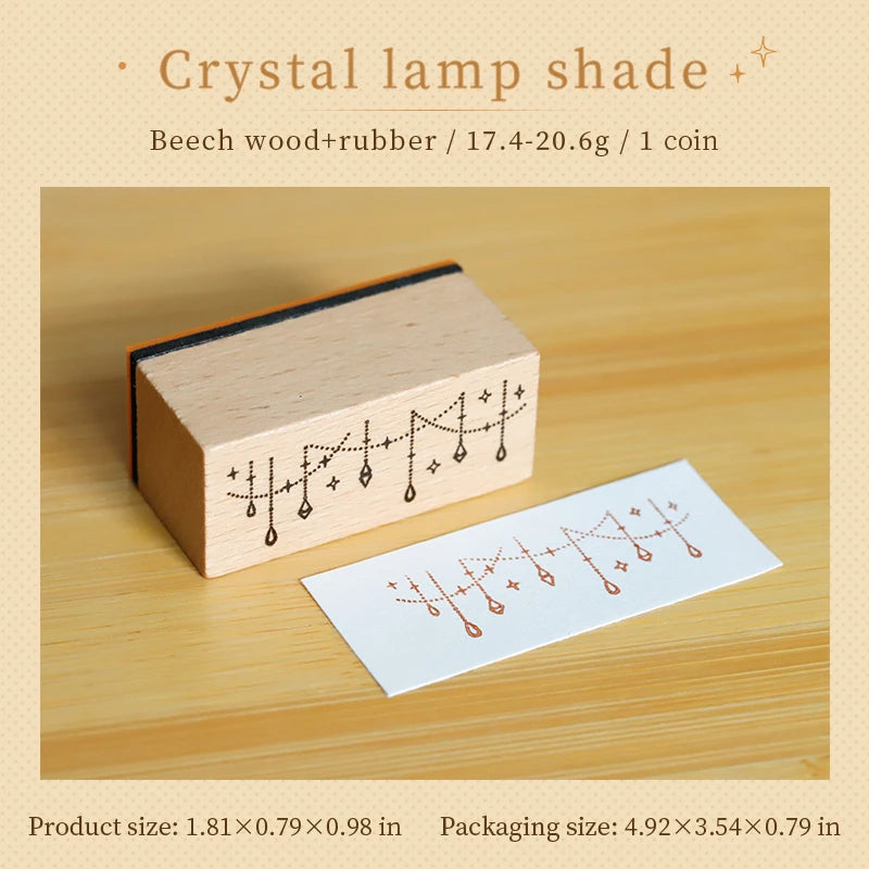 TIANZI 1pc Lamp Theme Vintage Wooden Rubber Cute Night Lights Set Stationery Seal Stamping For Card Making Planner Scrapbook Qme D