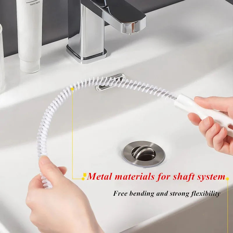 Pipe Dredging Brush Bathroom Hair Sewer Sink Cleaning Brush Drain Cleaner Flexible Cleaner Kitchen Clog Plug Hole Remover Tool Qme