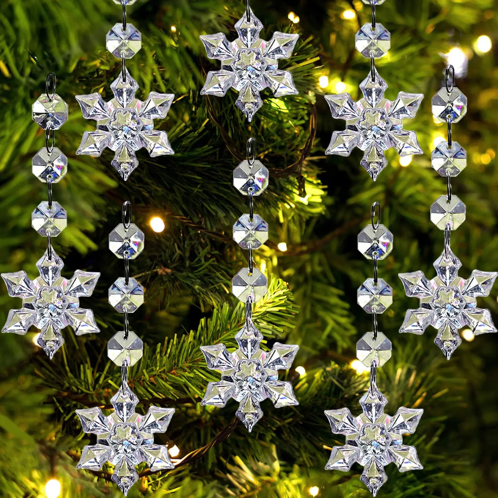 10/20/30PCS Snowflake Crystal Christmas Ornaments for Christmas Tree Decorations, Hanging Clear Acrylic Snowflake Ornaments Qme