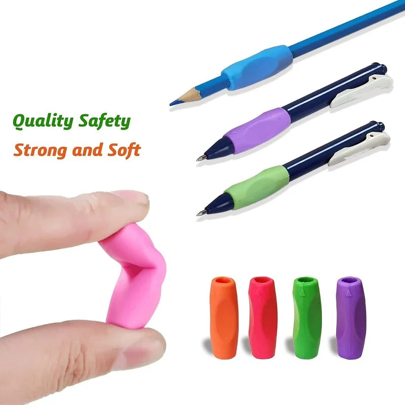 Silicone Pencil Grips, 5/10pcs Posture Correction Pen Holders For Kids & Students,Adjustable Holder,Random Colors Qme