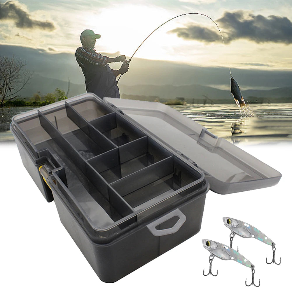 Double Layer Fishing Box with Adjustable Dividers Bait Lure Hook Accessories Box Bait Storage Box Multifunctional Fishing Tool Qme
