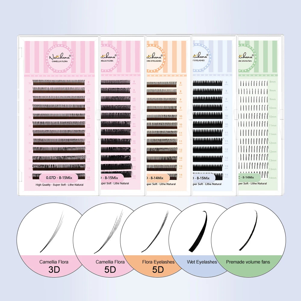 NATUHANA DIY 5D Fairy Eyelash Extensions Spiky Cluster Premade Fans Qme