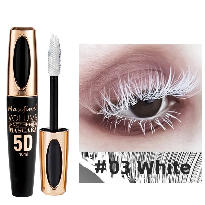 Waterproof Anti-sweat Mascara Lengthens Eyelashes Extension Blue Silk Fiber Mascara Female Non-smudge Mascara Makeup Cosmetic Qme 03 White