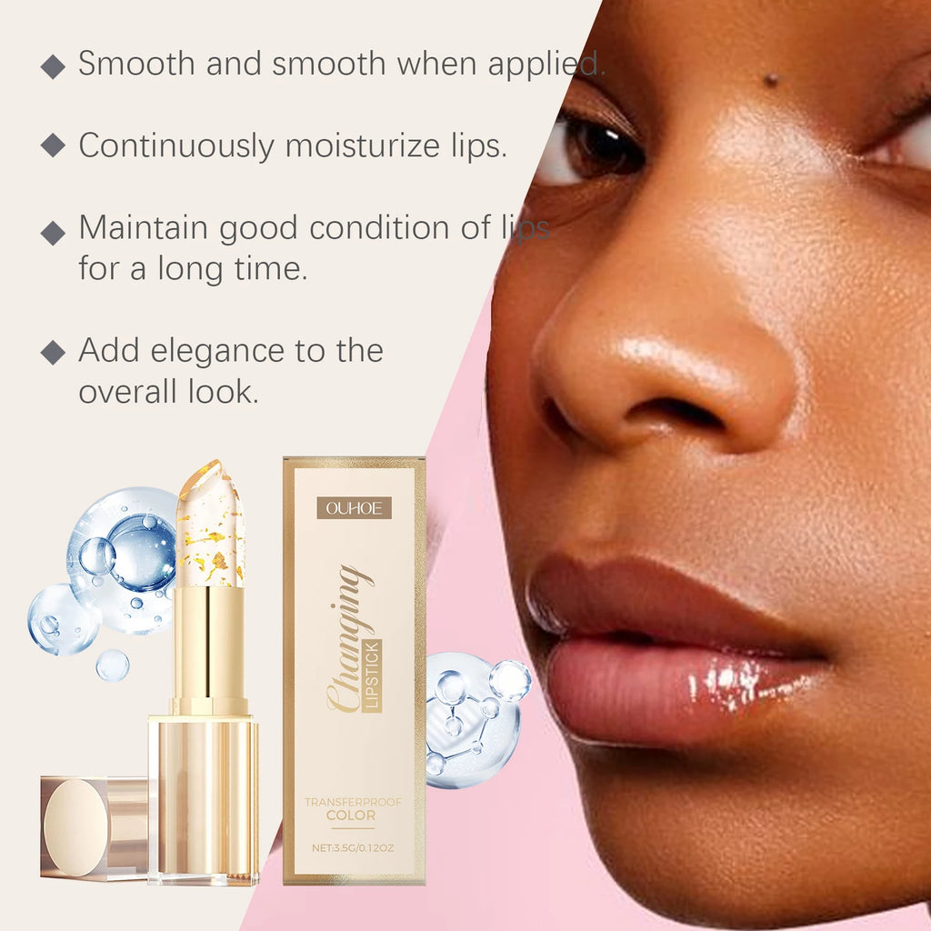 Gold Foil Color Changing Lip Balm Glossy Non-Sticky Nourishing Moisturizing Lasting Transferproof Color Changing Lipstick Qme