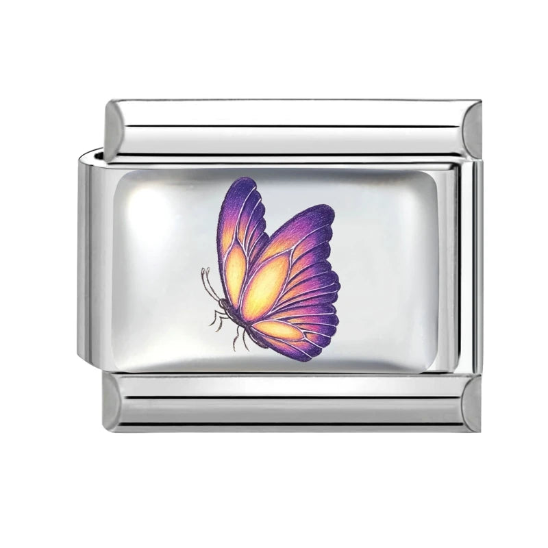 Fashion African Daisy Iris Peony Rose Flower Butterfly Italian Charm Fit 9MM Stainless Steel Bracelet Women Men DIY Jewelry Gift Qme Style 11