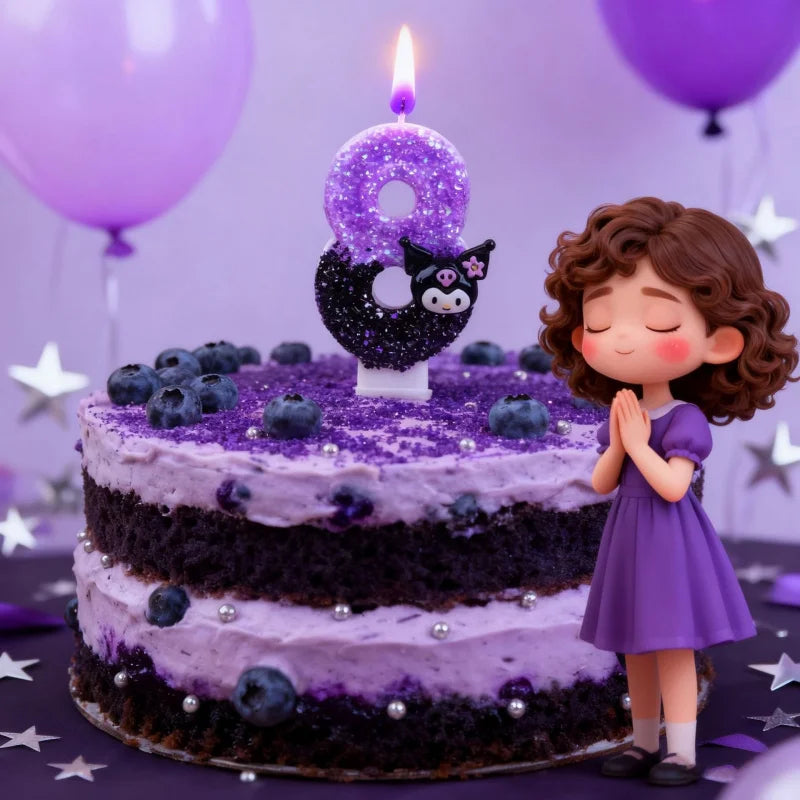 Kuromi Themed Birthday Candles 0-9 Numbers Cartoon Cake Topper Decorations for Kids Party Supplies Qme
