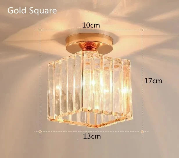 Crystal Ceiling Light Corridor Channel Ceiling Lamp Luxur Balcony Aisle Lamp Home Foyer Track Light Kitchen Ceiling Light Qme Square Golden
