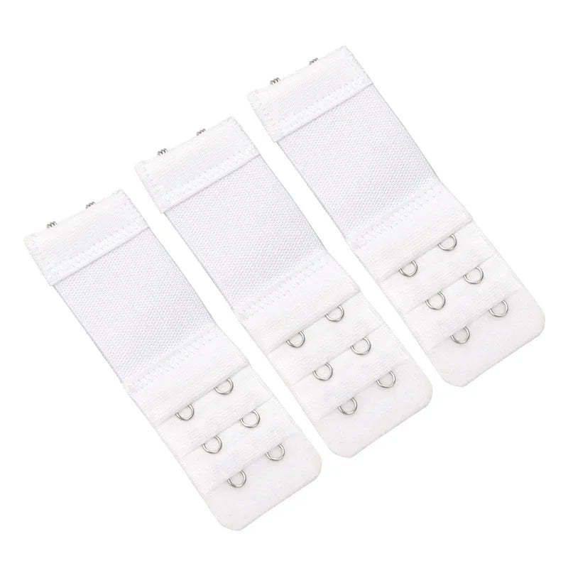 Women 3Pcs Bra Extenders Extension Underwear Accessories Elastic Bra Lengthen Expander 3 Row Buckle Adjustable Hook Intimate DIY Qme WHITE one size