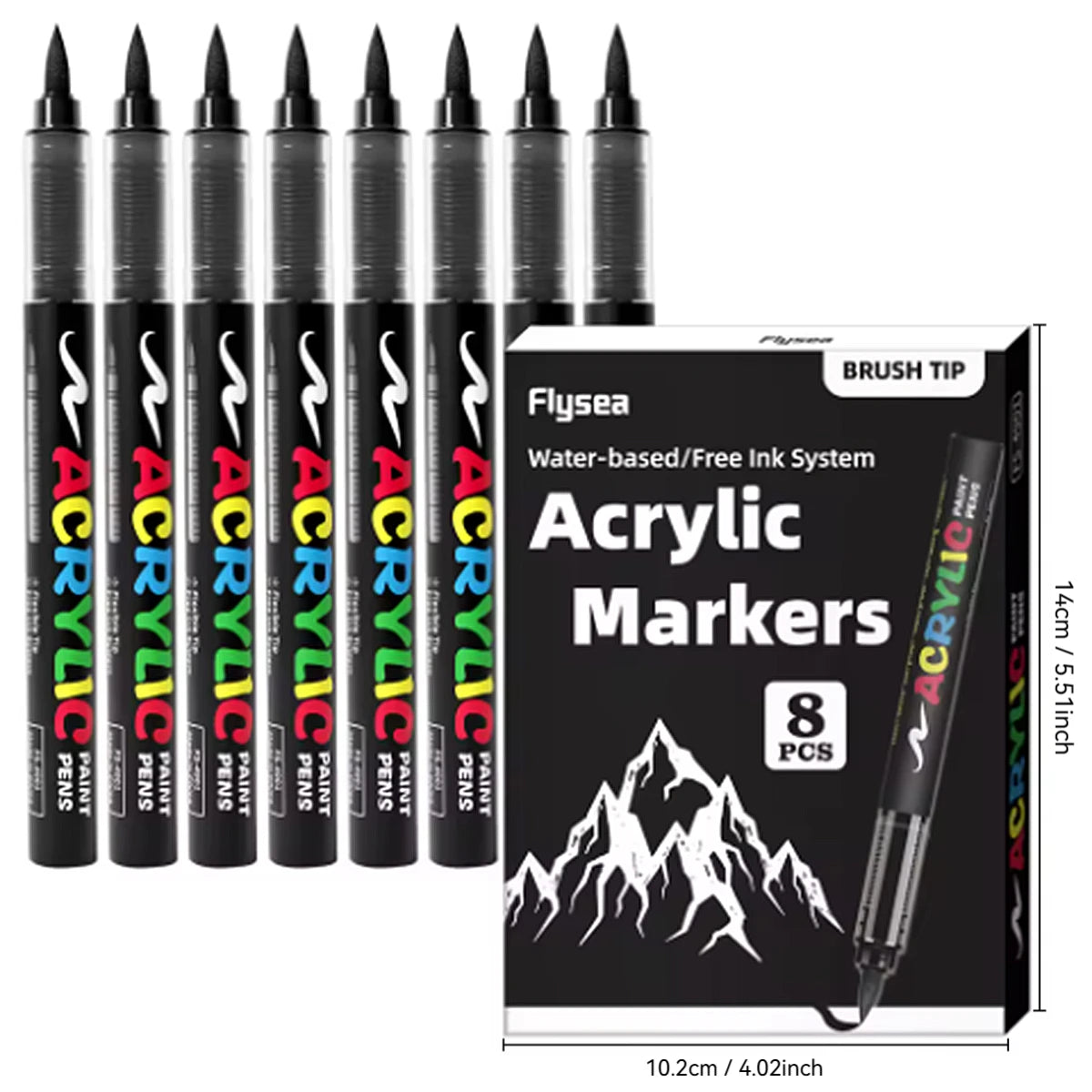 8pcs Black and White Acrylic Paint Markers Set, Large Ink Capacity, Acrylic Markers for Illustration Sketching, Wood, Glass Qme 8black